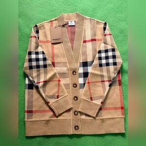 Burberry Check Wool Blend Cardigan